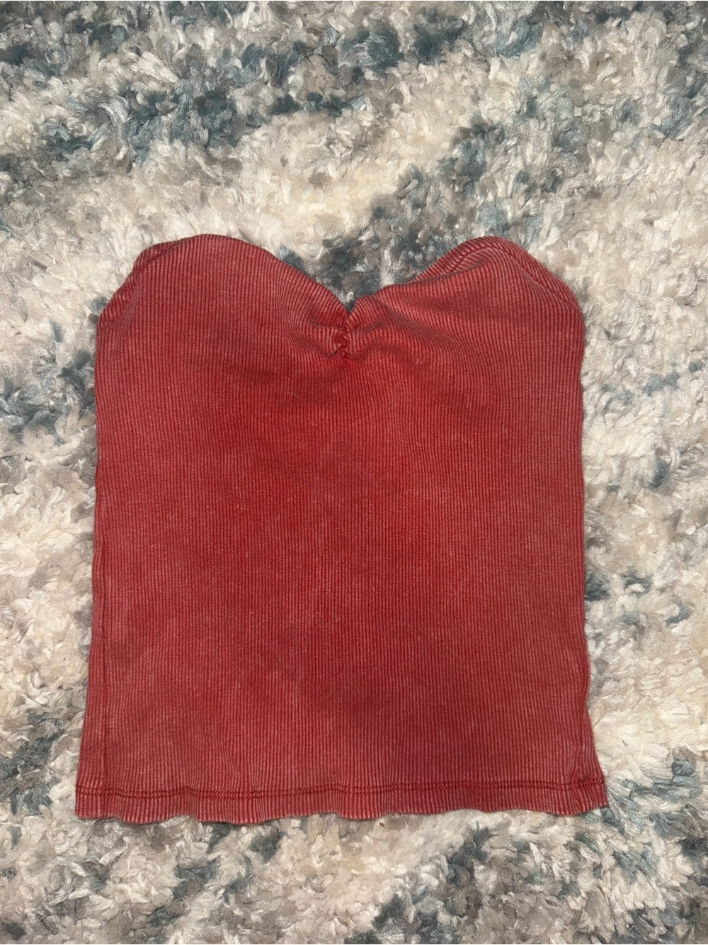 Earthbound Trading Co. Ribbed Strapless Tube Top in Rust Red